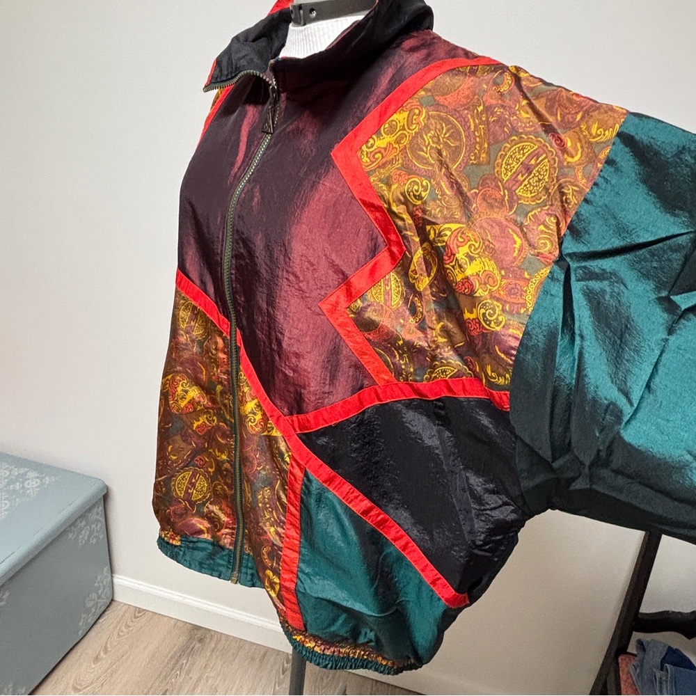 Colorful Patchwork Zip-Up Jacket Windbreaker Plus… - image 7
